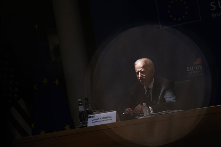 U.S. President Joe Biden at the EU-U.S. summit in Brussels in June 2021. Relieving the U.S. of some of the burden of European defense means giving the Biden administration more leeway to protect democracy at home, Constanze Stelzenmüller argues.